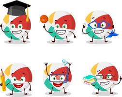 School student of beach ball cartoon character with various expressions vector