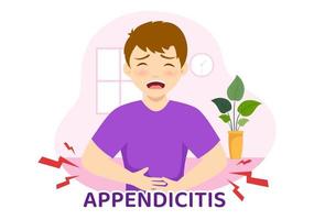 Appendicitis Illustration with Inflammation of the Appendix and Stomach Treatment in Healthcare Flat Cartoon Hand Drawn for Landing Page Templates vector