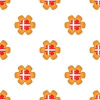 Pattern cookie with flag country Denmark in tasty biscuit vector