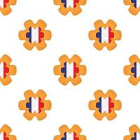 Pattern cookie with flag country France in tasty biscuit vector