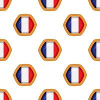 Pattern cookie with flag country France in tasty biscuit vector