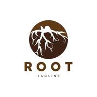 raíz logo, árbol naturaleza planta vector, resumen diseño, icono modelo ilustración vector