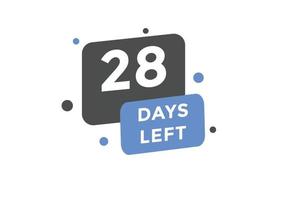 28 days Left countdown template. 28 day Countdown left banner label button eps 10 vector