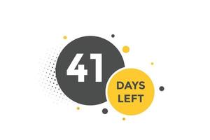 41 days Left countdown template. 41 day Countdown left banner label button eps 10 vector