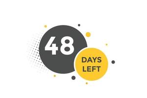 48 days Left countdown template. 48 day Countdown left banner label button eps 10 vector