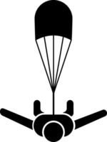 Parachute, man, icon. Summer vector icon Black Thin flat Symbol of Tourism for Web and App development Isolated on White Background. Vector on white background