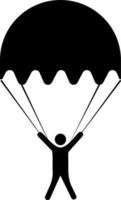Parachute, man, icon. Summer vector icon Black Thin flat Symbol of Tourism for Web and App development Isolated on White Background. Vector on white background