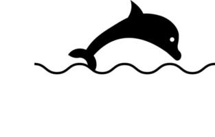 Dolphin, icon. Summer vector icon Black Thin flat Symbol of Tourism for Web and App development Isolated on White Background. Vector on white background