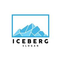 Iceberg Logo, Antarctic Mountains Vector In Ice Blue Color, Nature Design, Product Brand Illustration Template Icon