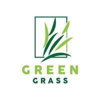 Green Grass Logo, Nature Plant Vector, Agriculture Leaf Simple Design, Template Icon Illustration vector