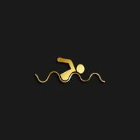 Swimming, icon gold icon. Vector illustration of golden style on dark background