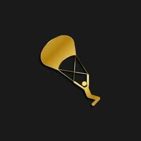 Parachute, man, icon gold icon. Vector illustration of golden style on dark background