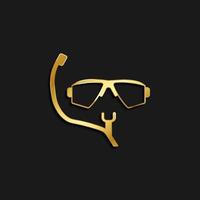 Snorkeling, icon, beach gold icon. Vector illustration of golden style on dark background