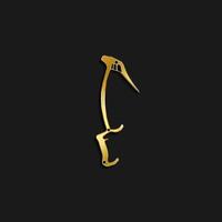 Climbing, ice, axe, icon gold icon. Vector illustration of golden style on dark background