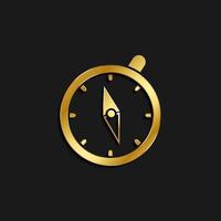 Compass, icon gold icon. Vector illustration of golden style on dark background