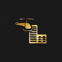 helicóptero, viajar, icono oro icono. vector ilustración de dorado estilo en oscuro antecedentes