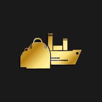 crucero, barco, icono oro icono. vector ilustración de dorado estilo en oscuro antecedentes