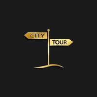 Signpost, address, icon gold icon. Vector illustration of golden style on dark background