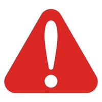 Icon error red triangle, digital button, alert warning caution sticker vector