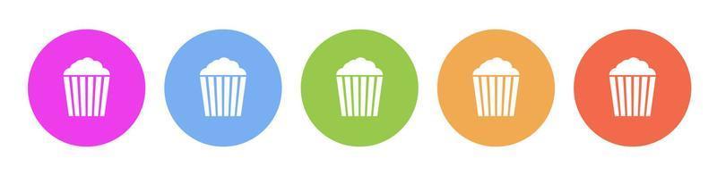 Multi colored icon popcorn. Button banner round badge interface for application illustration on white background vector
