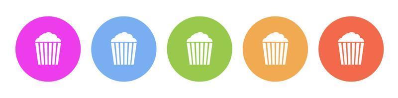 Multi colored icon popcorn. Button banner round badge interface for application illustration on white background vector