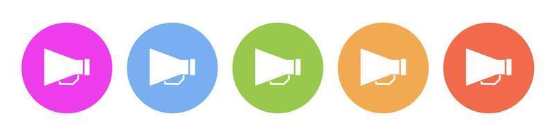 Multi colored icon megaphone. Button banner round badge interface for application illustration on white background vector