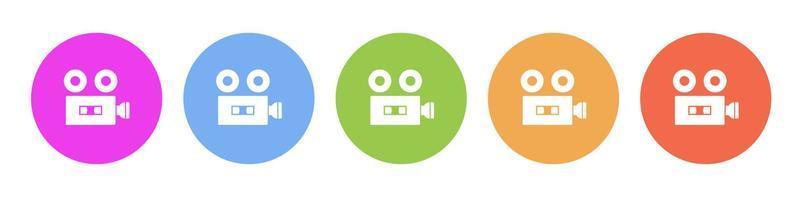 Multi colored icon video camera. Button banner round badge interface for application illustration on white background vector