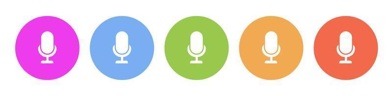 Multi colored icon microphone. Button banner round badge interface for application illustration on white background vector