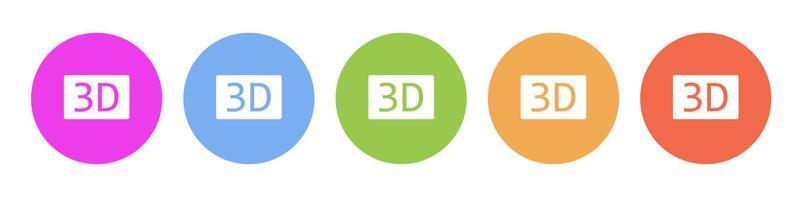 Multi colored icon 3d movie. Button banner round badge interface for application illustration on white background vector