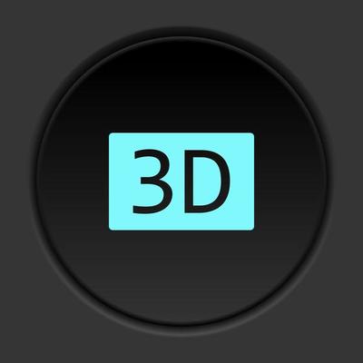 Dark button icon 3d movie. Button banner round badge interface for application illustration on darken background