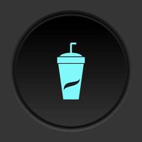 Dark button icon soda. Button banner round badge interface for application illustration on darken background vector