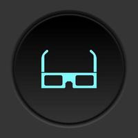 Dark button icon 3d cardboard glasses. Button banner round badge interface for application illustration on darken background vector