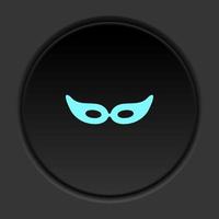 Dark button icon eye mask. Button banner round badge interface for application illustration on darken background vector