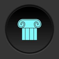 Dark button icon theatrical column. Button banner round badge interface for application illustration on darken background vector