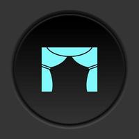 Dark button icon curtains stage theater. Button banner round badge interface for application illustration on darken background vector