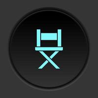Dark button icon director's chair. Button banner round badge interface for application illustration on darken background vector