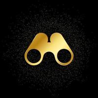 binoculars gold icon. Vector illustration of golden particle background. gold icon