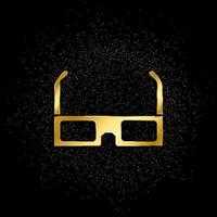 3d cartulina lentes oro icono. vector ilustración de dorado partícula antecedentes. oro icono