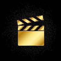 video camera gold icon. Vector illustration of golden particle background. gold icon