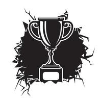 trophy cracked wall. trophy club graphic design logos or icons. vector illustration.