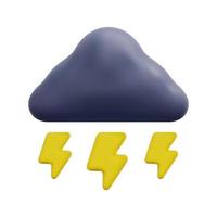 3d cloud and thunderbolt icon vector. Isolated on white background. 3d weather, meteorology, forecast and nature concept. Cartoon minimal style. 3d thunderstorm icon vector render illustration.