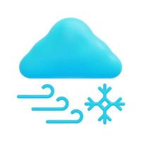 3d cloud and snowflake icon vector. Isolated on white background. 3d weather, meteorology, forecast and nature concept. Cartoon minimal style. 3d blizzard icon vector render illustration.