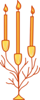 gyllene ljusstake för tre ljus. lång påsk ljus. hand ritad.enkel teckning av en ljusstake png