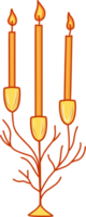 d'or chandelier pour Trois bougies. grand Pâques bougies. main dessiné.simple dessin de une chandelier png