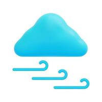 3d cloud and wind icon vector. Isolated on white background. 3d weather, meteorology, forecast and nature concept. Cartoon minimal style. 3d windy icon vector render illustration.