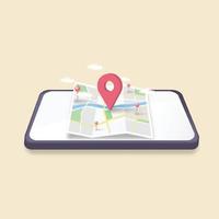 ubicación mapa 3d patas con navegador comprobación puntos para negocio. GPS. vector ilustración