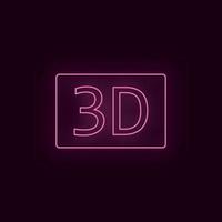 3d movie, neon, icon. Theater ruby color neon ui ux icon. Theater sign logo vector - Vector on white background