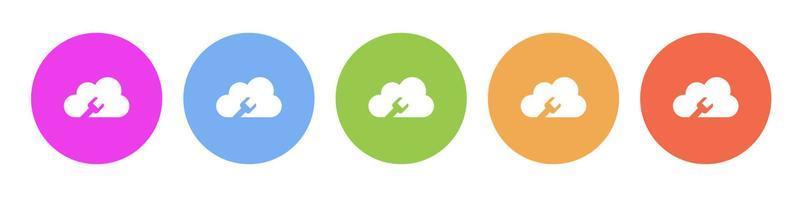 Dark button icon cloud tools options. Button banner round badge interface for application illustration on darken background vector
