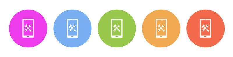 Dark button icon configuration mobile. Button banner round badge interface for application illustration on darken background vector