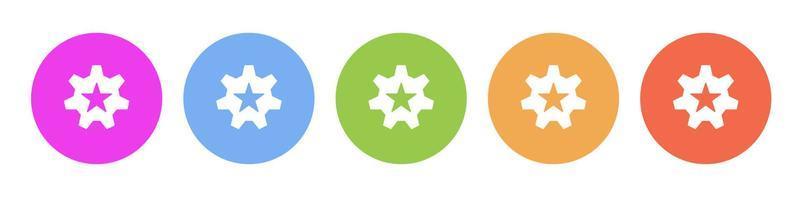 Dark button icon configuration favorite gear star. Button banner round badge interface for application illustration on darken background vector